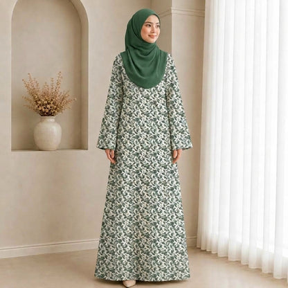 PREMIUM BOTANICAL FLORAL & LEAF PRINTED JUBAH MUSLIMAH