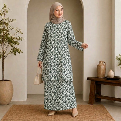 PREMIUM BOTANICAL FLORAL & LEAF PRINTED KURUNG