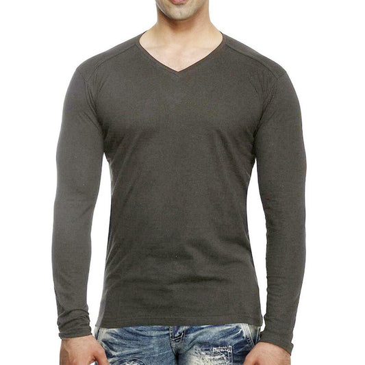 Men T-Shirt Kaos Pria Tangan Panjang V Neck