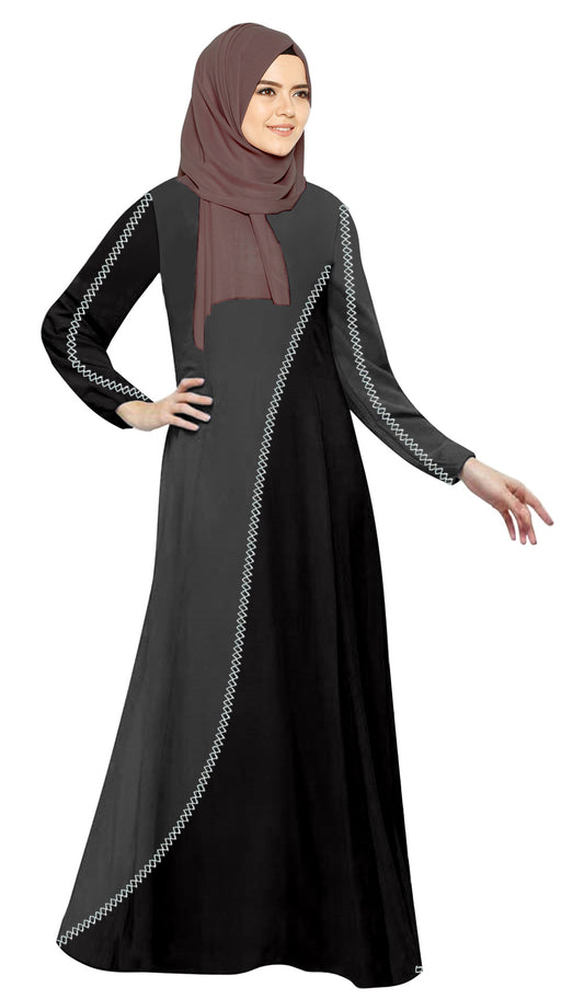 Gamis Abaya Wanita Muslim Double Tone Simple