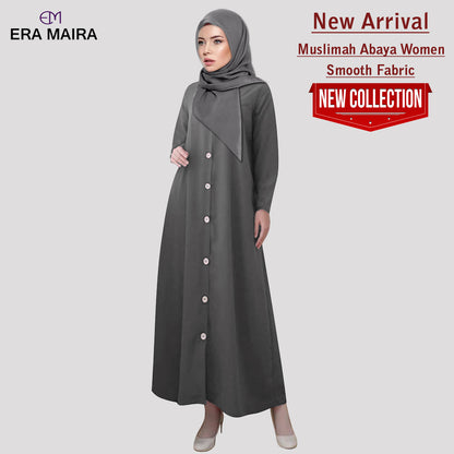 Gamis Abaya Wanita Muslim Full Kancing Polos Kekinian