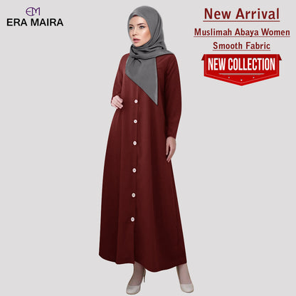 Gamis Abaya Wanita Muslim Full Kancing Polos Kekinian