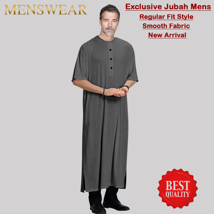 Gamis Muslim Pria Half Sleeve Round Neck baru design