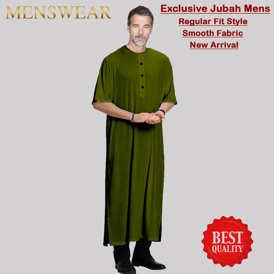 Gamis Muslim Pria Half Sleeve Round Neck baru design