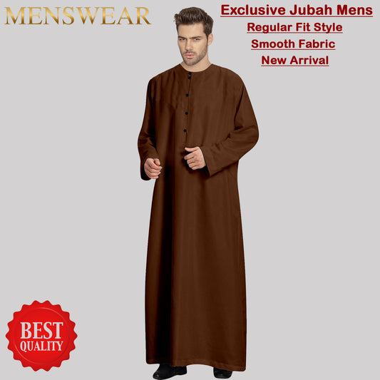 Jubah Pria Round Neck Polos Kancing laki laki