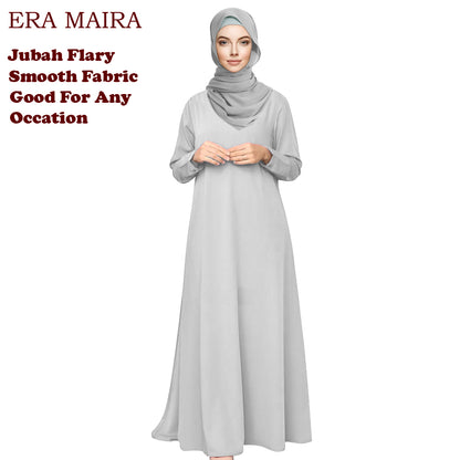 Gamis Abaya Flary Polos Tangan Panjang Kancing - Abaya Jubah Trendy