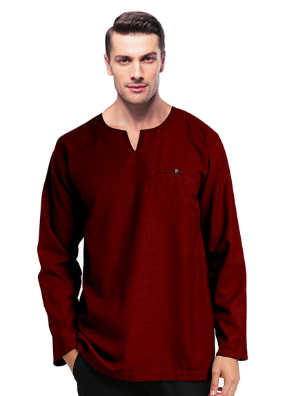 Baju Kurta Koko Pria Muslim Modern Polos Tangan Panjan Kerah V
