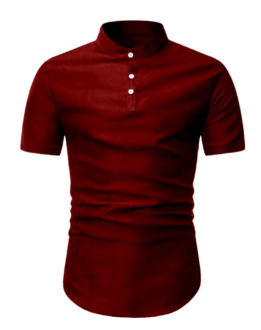Kurta Pria Baju Koko Muslim Kerah Pendek Tangan Pendek Kancing Depan