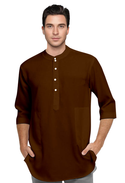 Baju Koko Kurta Pria Polos Tangan Panjang Kancing Depan Model Trendy