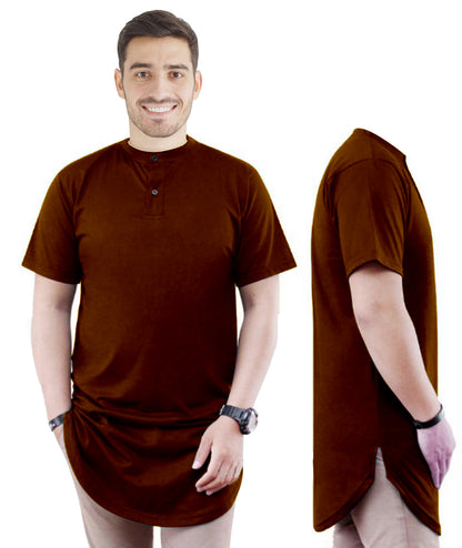 Kurta Pria Baju Koko Round Neck Pria Polos Tangan Pendek Belah Pinggir