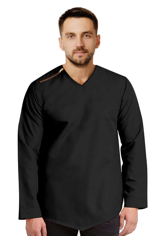 Kurta Muslim Baju Koko Pria Sleting Bahu Motif Polos Tangan Panjang