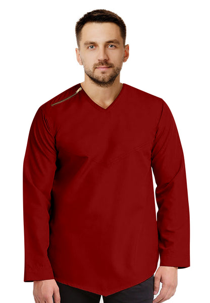 Kurta Muslim Baju Koko Pria Sleting Bahu Motif Polos Tangan Panjang