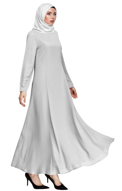 Long Gamis Abaya Dress Polos Tangan Panjang Bawah Besar