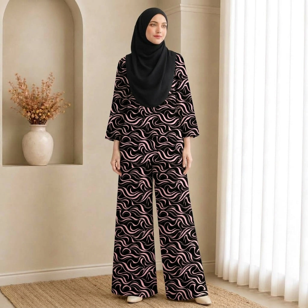 PREMIUM ABSTRACT SWIRL PRINTED 2-PIECE SET