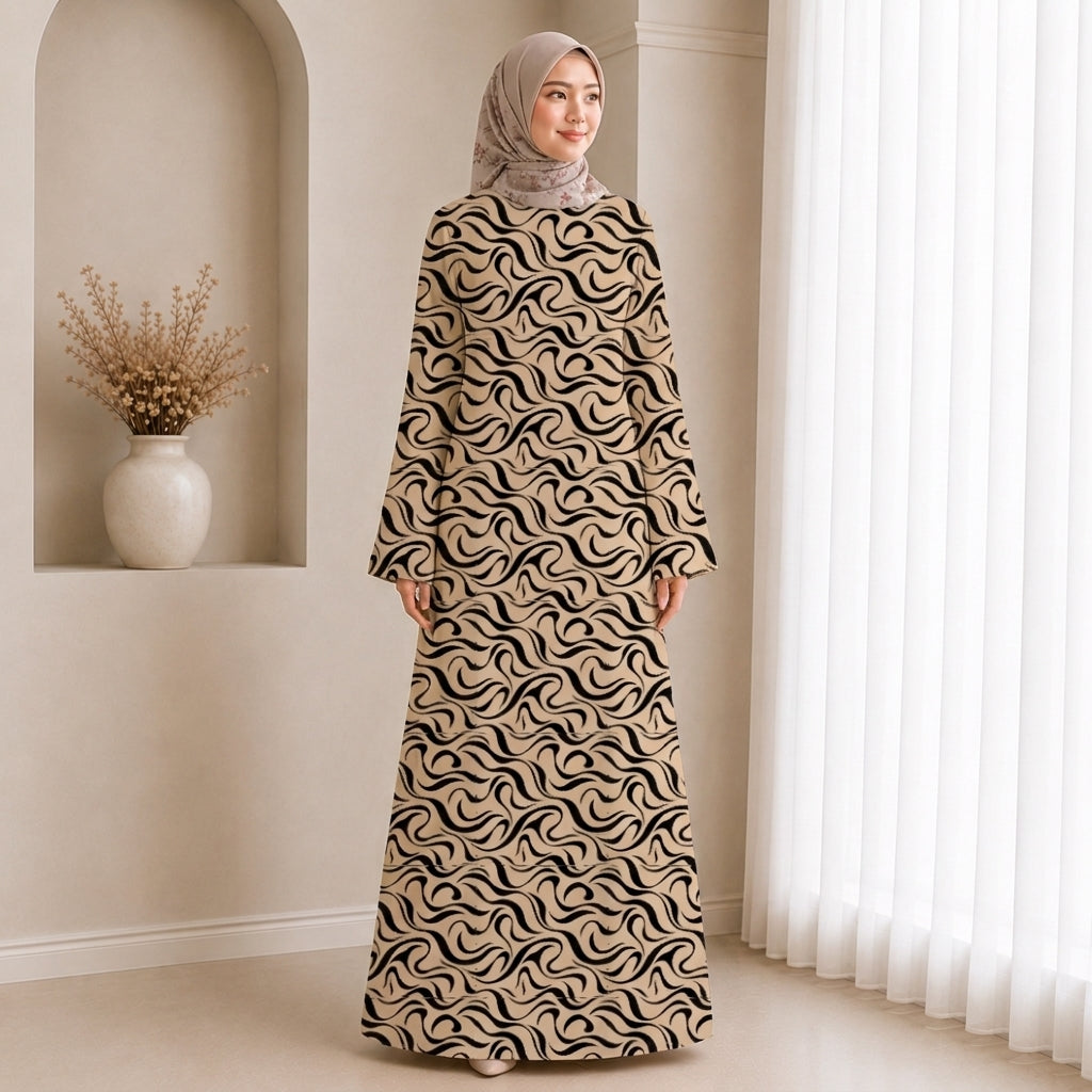 PREMIUM ABSTRACT GRAPHIC PRINTED JUBAH MUSLIMAH