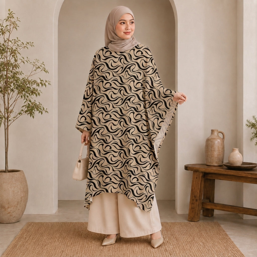 PREMIUM ABSTRACT GRAPHIC PRINTED LONG KAFTAN