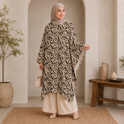 PREMIUM ABSTRACT GRAPHIC PRINTED LONG KAFTAN