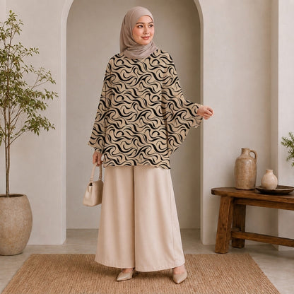 PREMIUM MODERN ABSTRACT GRAPHIC PRINTED MINI KAFTAN