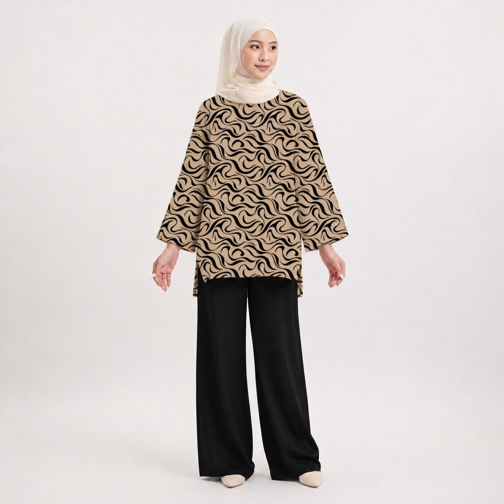 PREMIUM ABSTRACT GRAPHIC PRINTED MINI BLOUSE