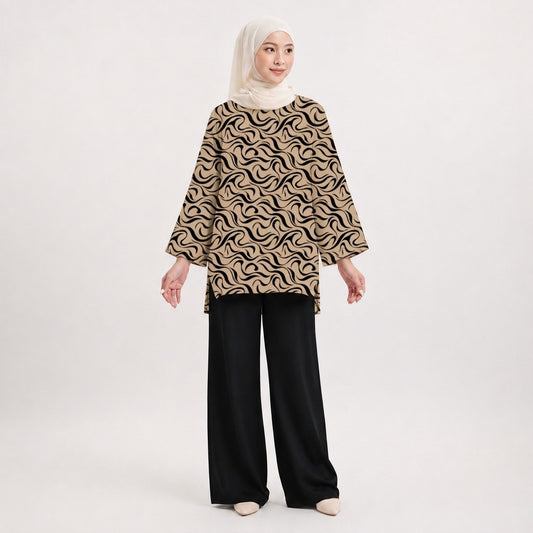 PREMIUM ABSTRACT GRAPHIC PRINTED MINI BLOUSE