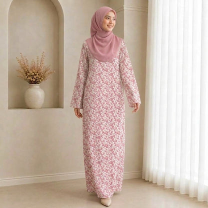 PREMIUM BOTANICAL FLORAL & LEAF PRINTED JUBAH MUSLIMAH