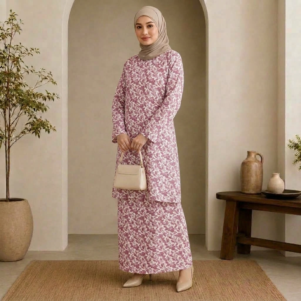 PREMIUM BOTANICAL FLORAL & LEAF PRINTED KURUNG