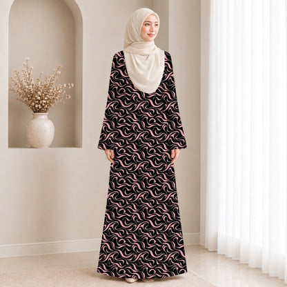 PREMIUM ABSTRACT SWIRL PRINTED JUBAH MUSLIMAH