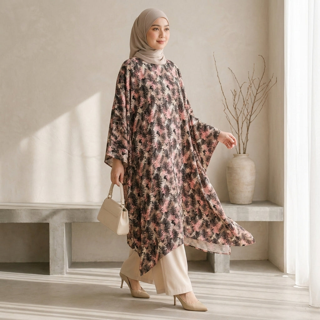 PREMIUM MODERN ABSTRACT & FLORAL PRINTED LONG KAFTAN