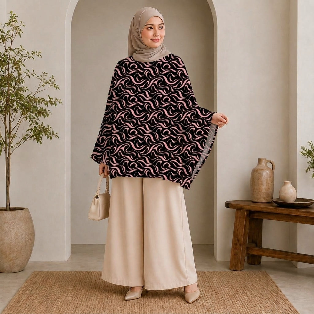 PREMIUM MODERN ABSTRACT SWIRL PRINTED MINI KAFTAN