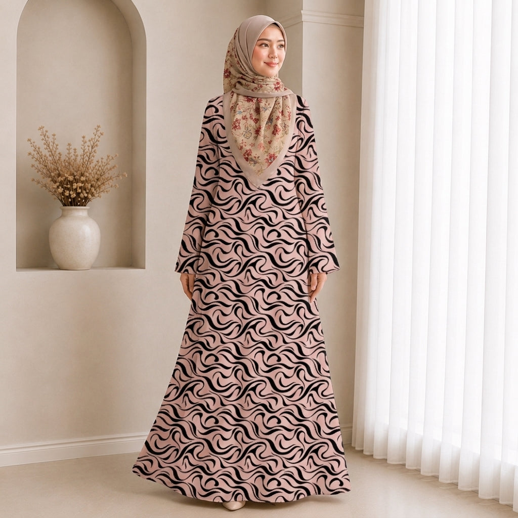 PREMIUM ABSTRACT GRAPHIC PRINTED JUBAH MUSLIMAH