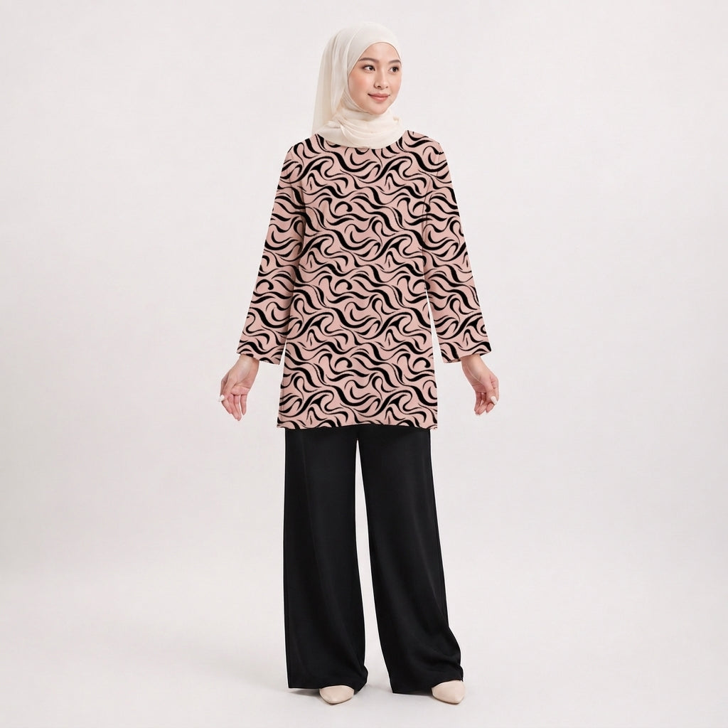 PREMIUM ABSTRACT GRAPHIC PRINTED MINI BLOUSE