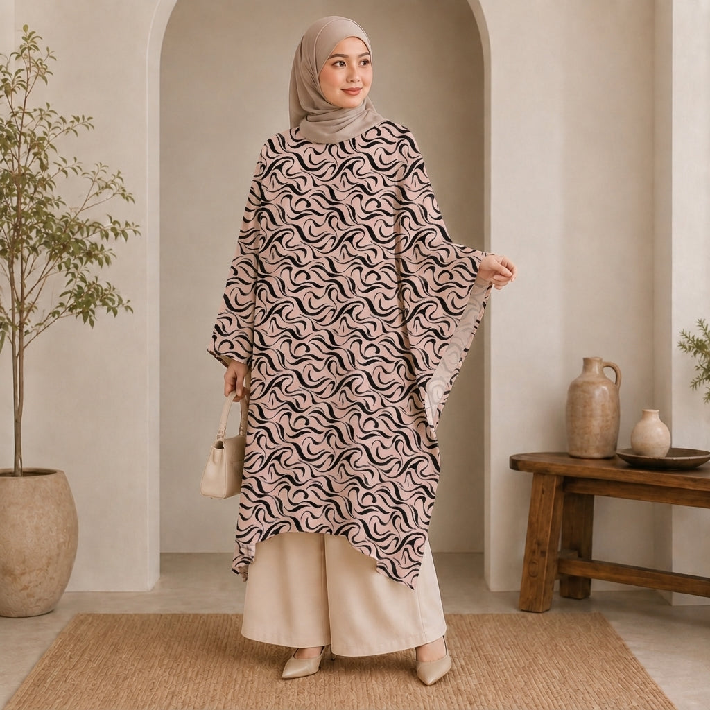 PREMIUM ABSTRACT GRAPHIC PRINTED LONG KAFTAN