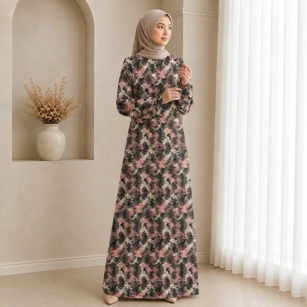 PREMIUM ABSTRACT & FLORAL PRINTED JUBAH MUSLIMAH