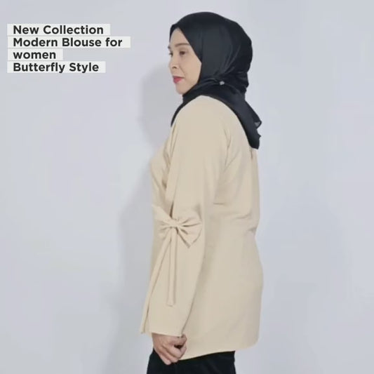 Blouse Butterfly Style Tangan Panjang Hijab Friendly