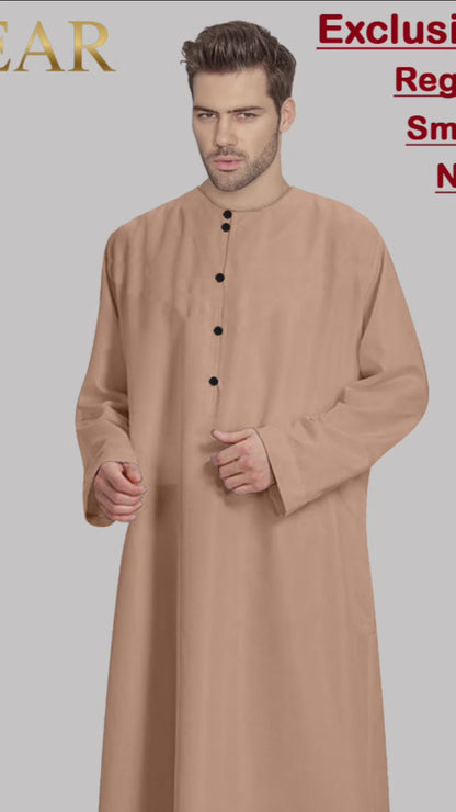 Jubah Pria Round Neck Polos Kancing laki laki