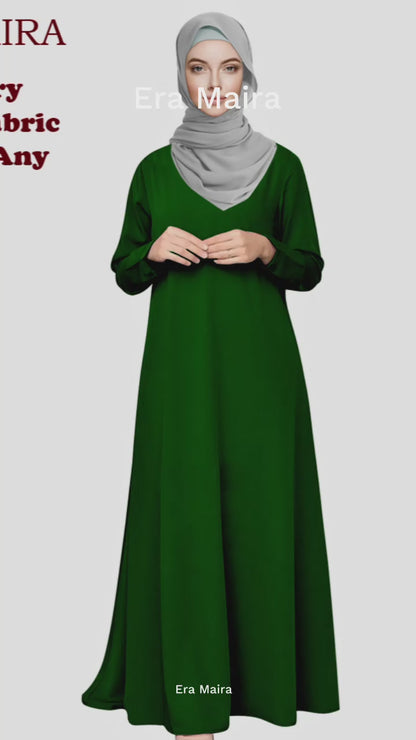 Gamis Abaya Flary Polos Tangan Panjang Kancing - Abaya Jubah Trendy