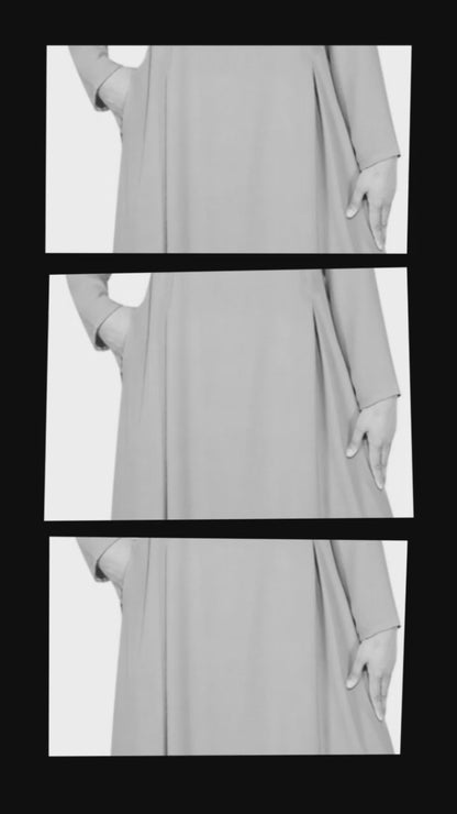 Gamis Abaya Panjang Wanita Muslim Polos 2 Lipatan Kanan Kiri