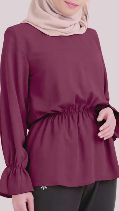Blouse Atasan Wanita Lace Kekinian Tangan Panjang