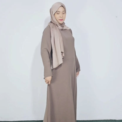 Gamis Abaya Polos Wanita Muslim Kantong Pinggir Tangan Panjang