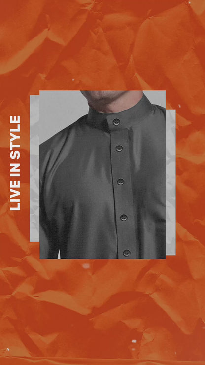 Jubah Men Polos Pocket Style Kancing