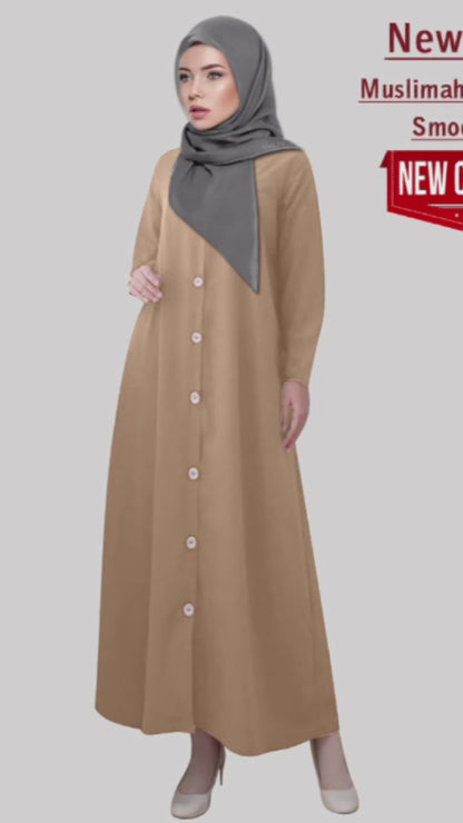 Gamis Abaya Wanita Muslim Full Kancing Polos Kekinian
