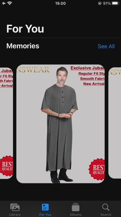 Gamis Muslim Pria Half Sleeve Round Neck baru design
