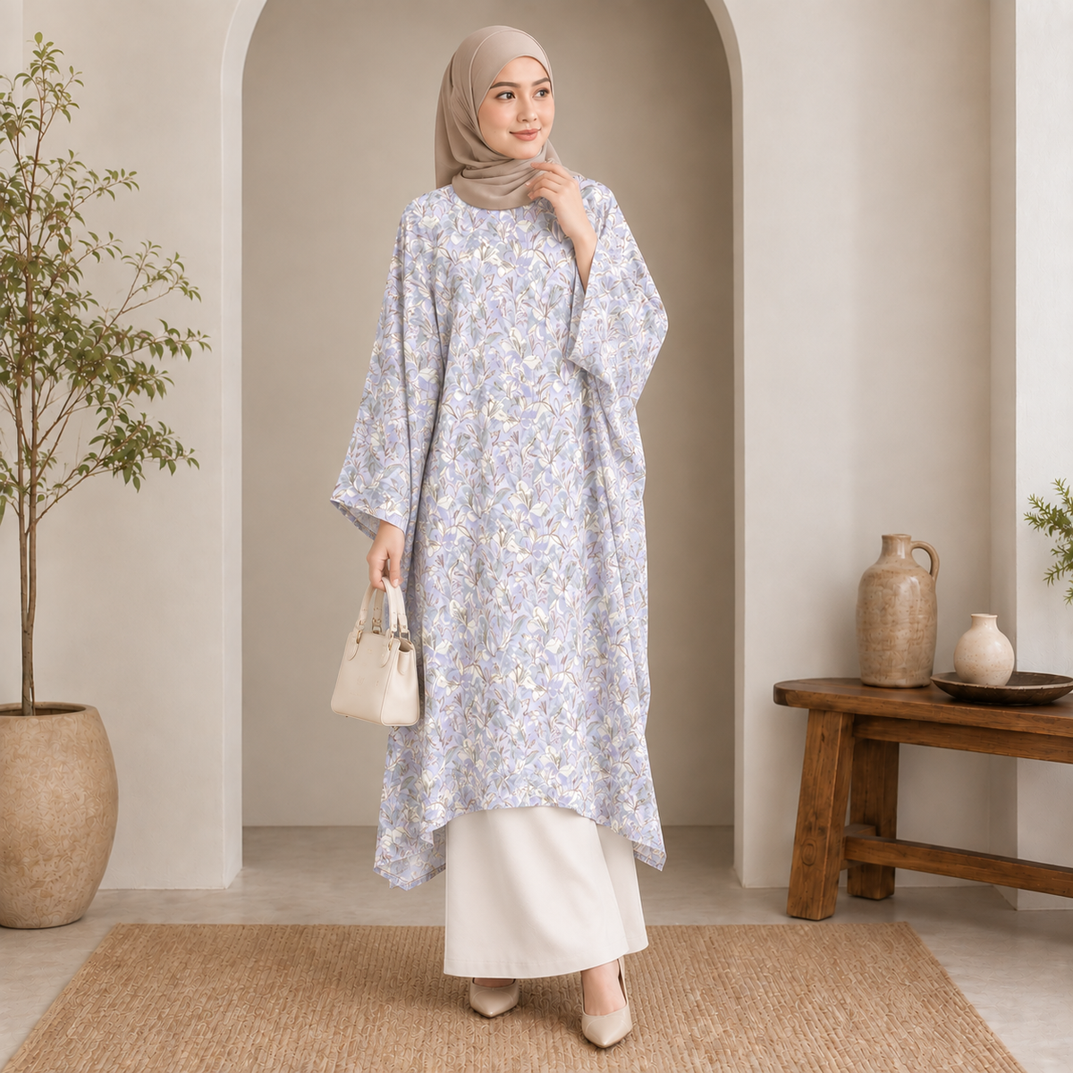 PREMIUM DELICATE FLORAL PRINTED LONG KAFTAN