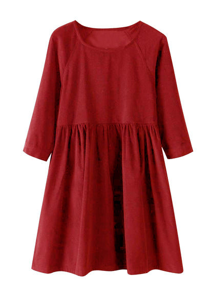 Dress Tunic Pinggang Kerut Wanita Tangan 3/4