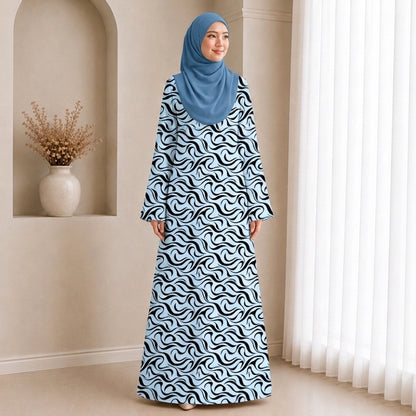 PREMIUM ABSTRACT GRAPHIC PRINTED JUBAH MUSLIMAH