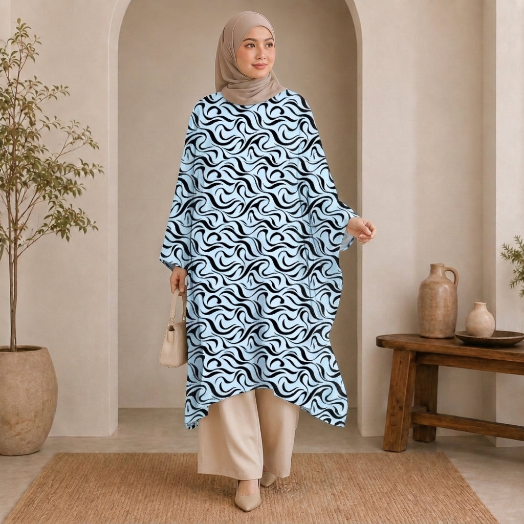 PREMIUM ABSTRACT GRAPHIC PRINTED LONG KAFTAN