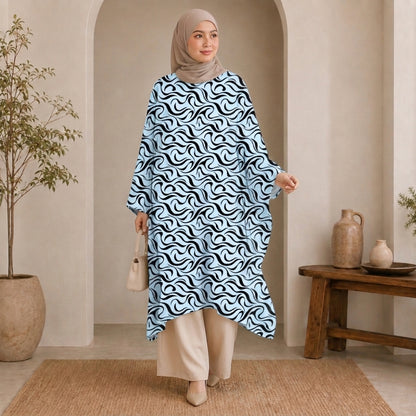 PREMIUM ABSTRACT GRAPHIC PRINTED LONG KAFTAN