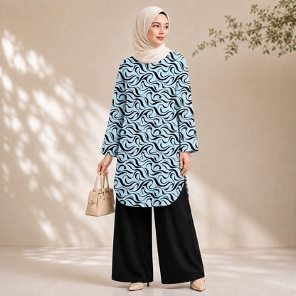 PREMIUM ABSTRACT GRAPHIC PRINTED LONG BLOUSE