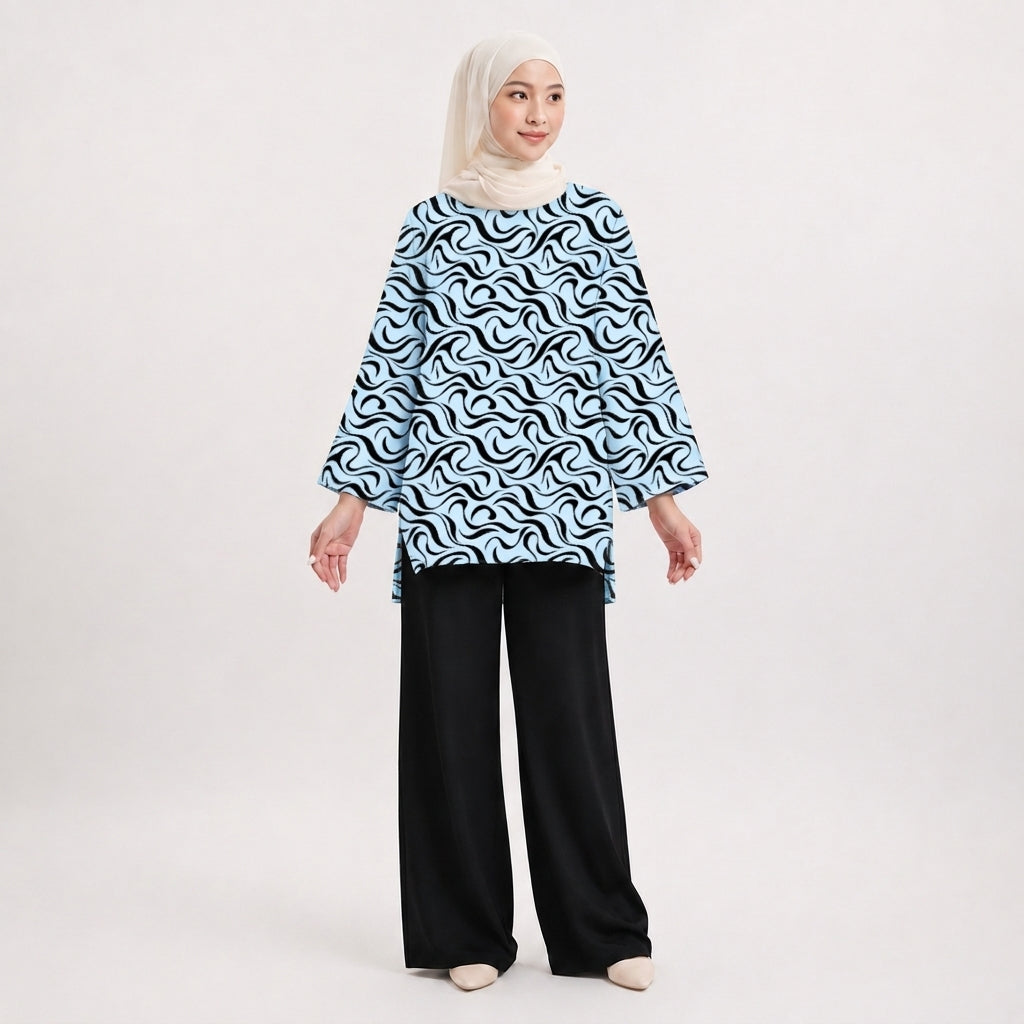PREMIUM ABSTRACT GRAPHIC PRINTED MINI BLOUSE