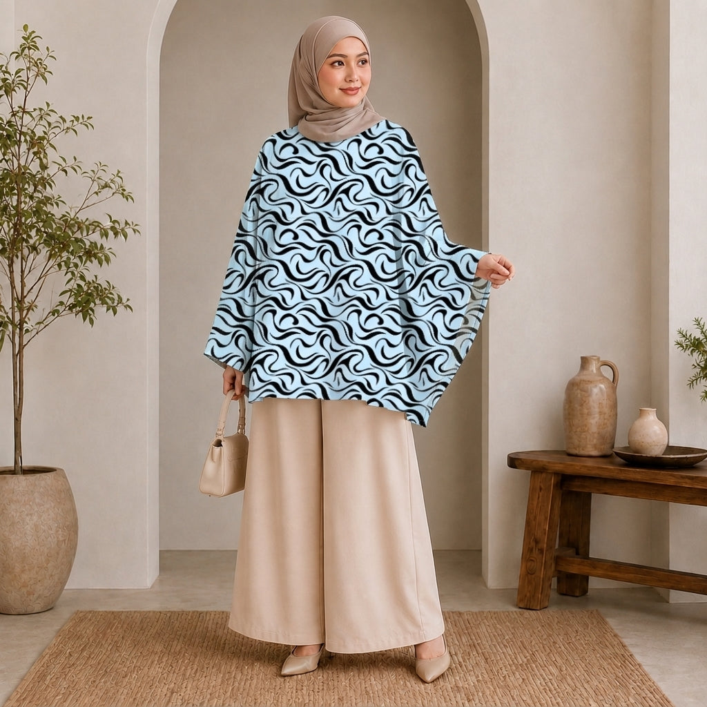 PREMIUM MODERN ABSTRACT GRAPHIC PRINTED MINI KAFTAN